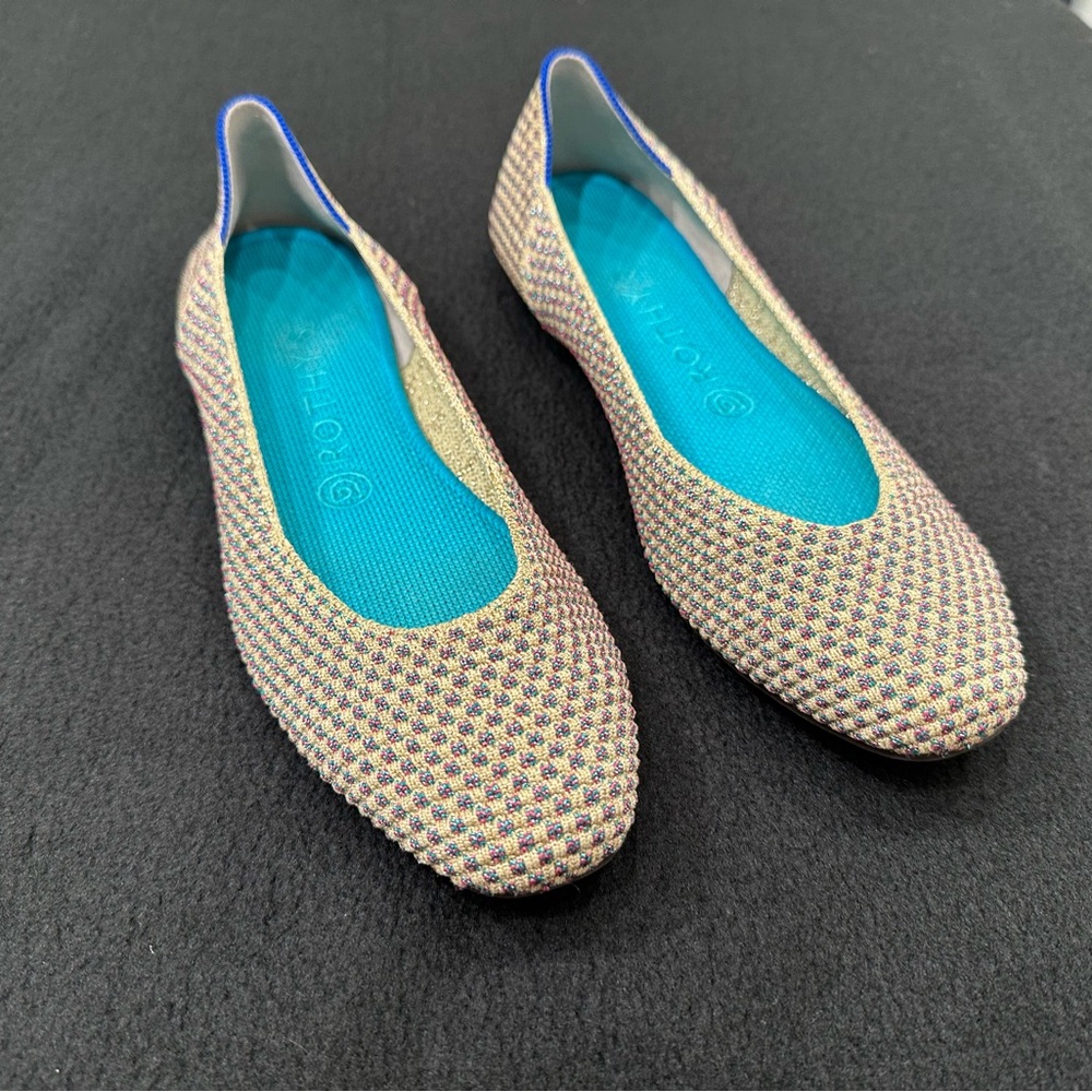 Rothy's Blue Flats with Breathable Mesh Design